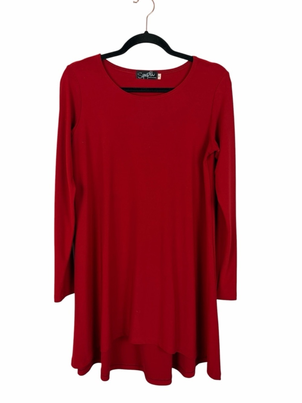 Sympli Red Tunic Top Long Sleeve Button Sleeve Stretch Size 6